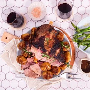 Dandaragan Organic Lamb roast with hassellback potatoes